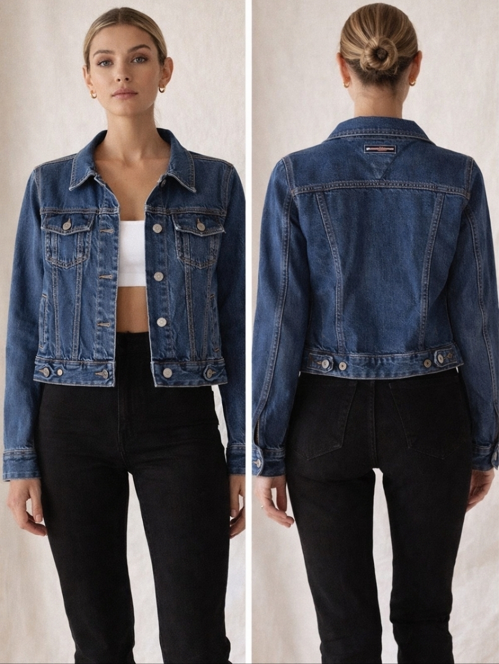 Tommy Hilfiger Jean Jacket Small Blue Classic Trucker 90s Vintage Denim